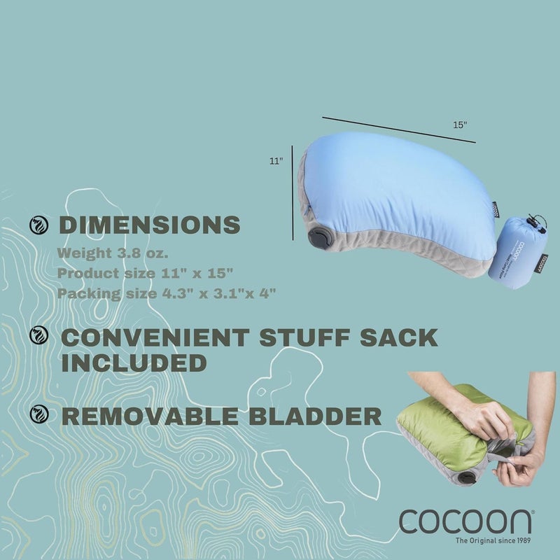 Cocoon - Premium - Ultralight Inflatable AirCore Shaped Pillow - Washable Travel Air Pillows for Camping, Hiking, Backpacking (Regular 11" x 15") - Image 5